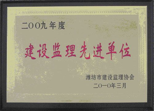 点击查看详细信息<br>标题：2009年度建设监理先进单位 阅读次数：5036