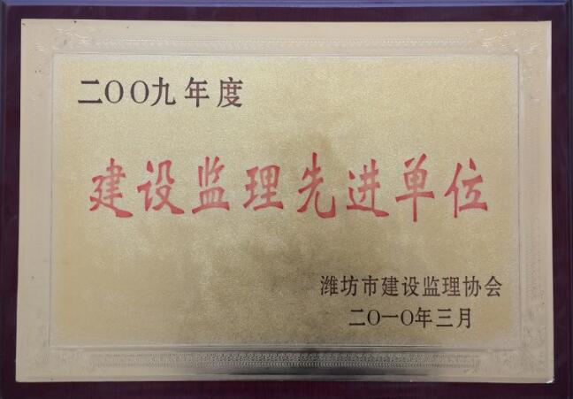 点击查看详细信息<br>标题：2009年度建设监理先进单位 阅读次数：2282