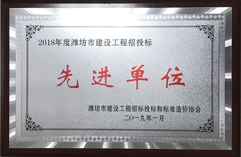 点击查看详细信息<br>标题：2018年度招标代理先进单位 阅读次数：1767